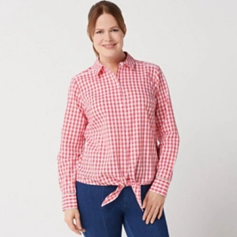 New Isaac Mizrahi Button Front Shirt w/ Ladder Lace | Size 14